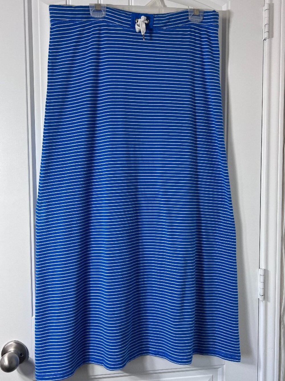 Lauren Ralph Lauren Striped Maxi Skirt (L) Blue White Drawstring Knit